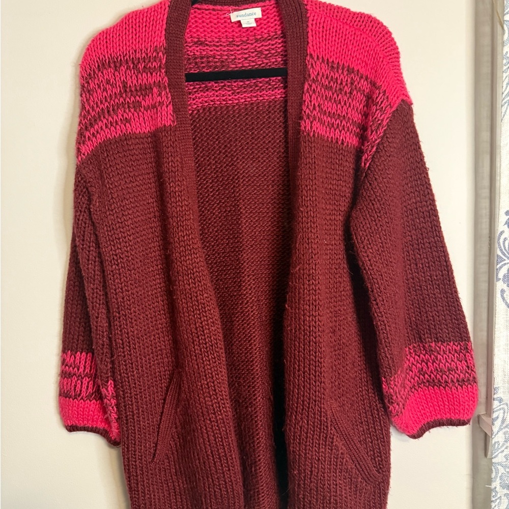 Sundance Vibrant Pink and Deep Brown Cardigan